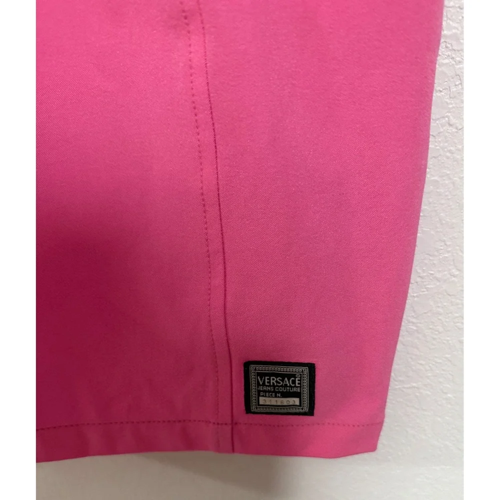 Versace Jeans Couture Mini Dress‎ Womens 36 Pink Good Quarter Zip Medusa Patch